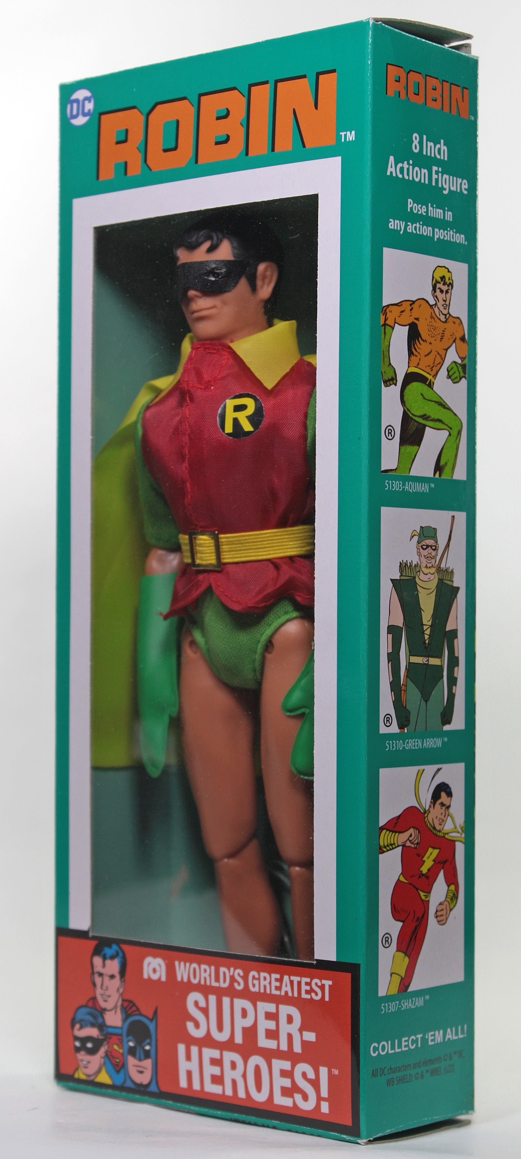 Damaged Package Mego Wave 16 - Robin 50th Anniversary World's Greatest Superheroes (Classic Box) 8" Action Figure