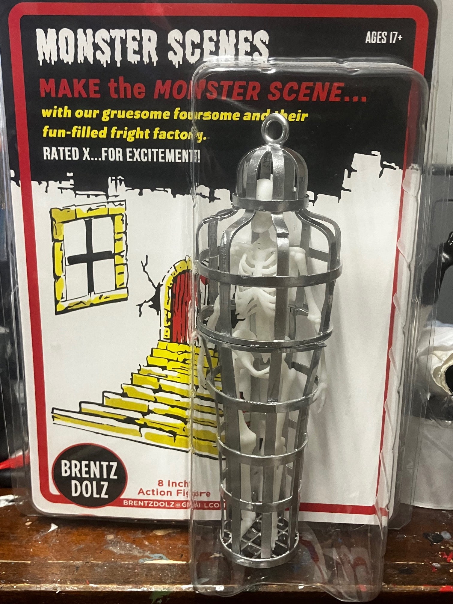 Brentz Dolz 1970's Monster Scenes - Hanging Silver Cage Accessory