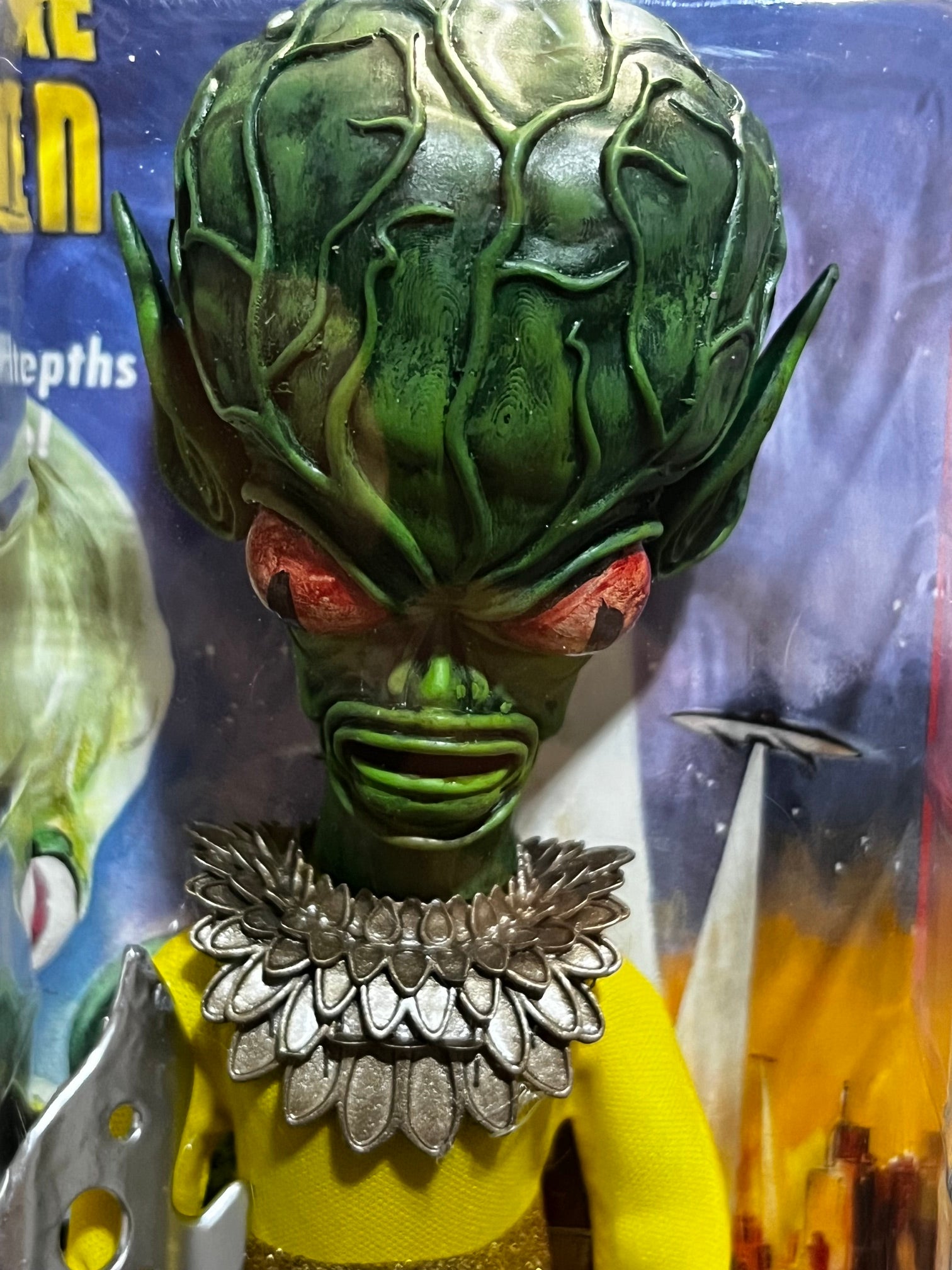 Brentz Dolz Invasion Of The Saucer-Men - Green Alien (Yellow Suit) 8" Art Action Figure