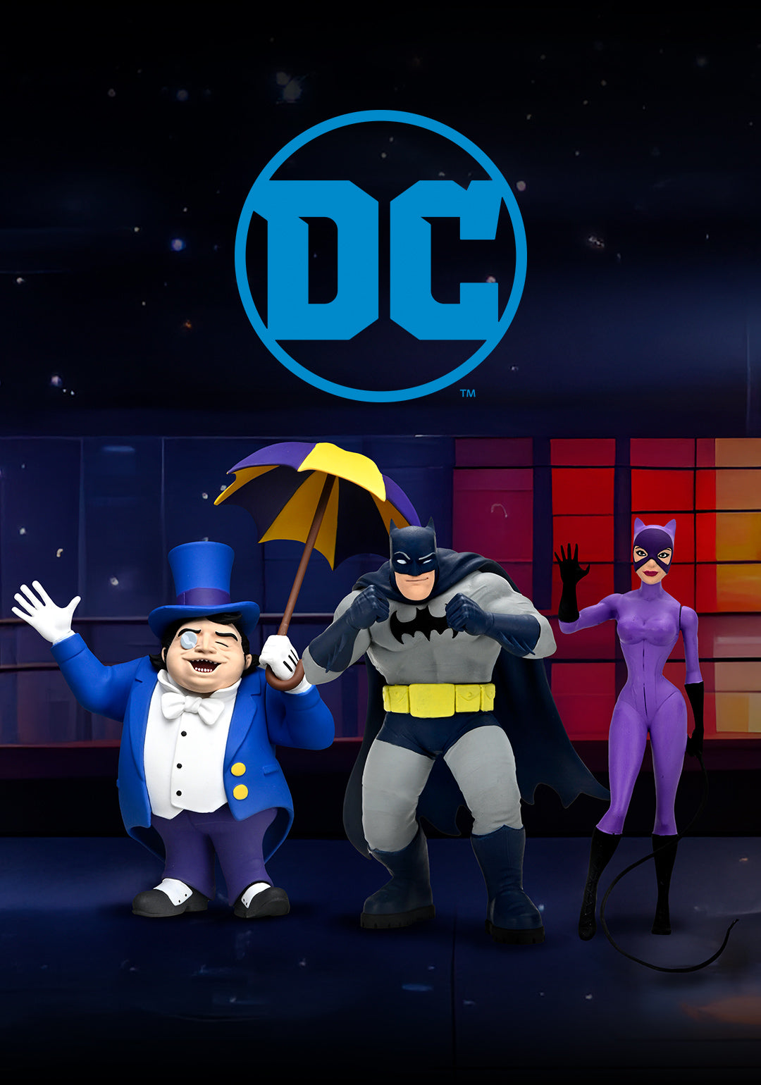 NECA - Toony Comics - DC Comics (Series 2) (Batman, Catwoman, Penguin) 6" Action Figure Bundle
