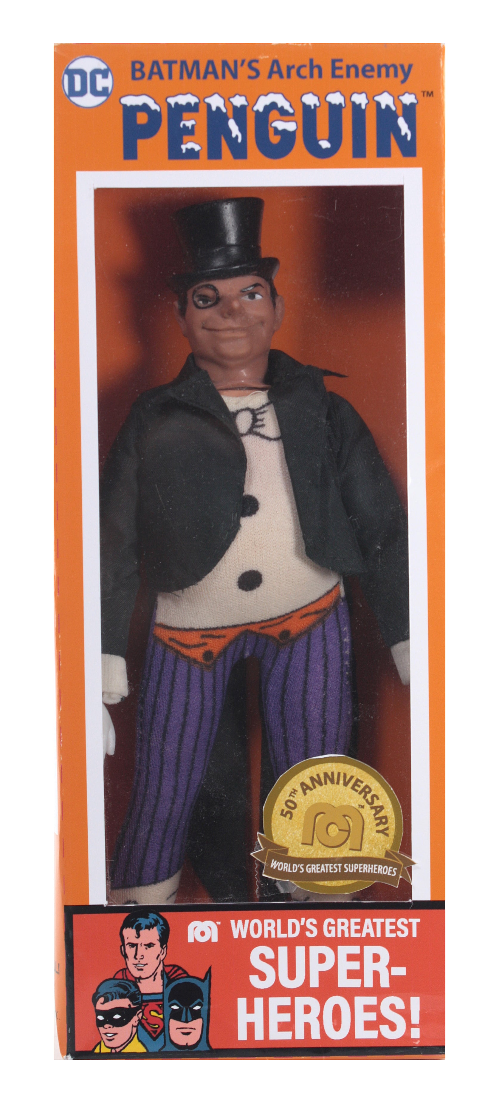 Damaged Package Mego Wave 17 - Penguin 50th Anniversary World's Greatest Superheroes (Classic Box) 8" Action Figure