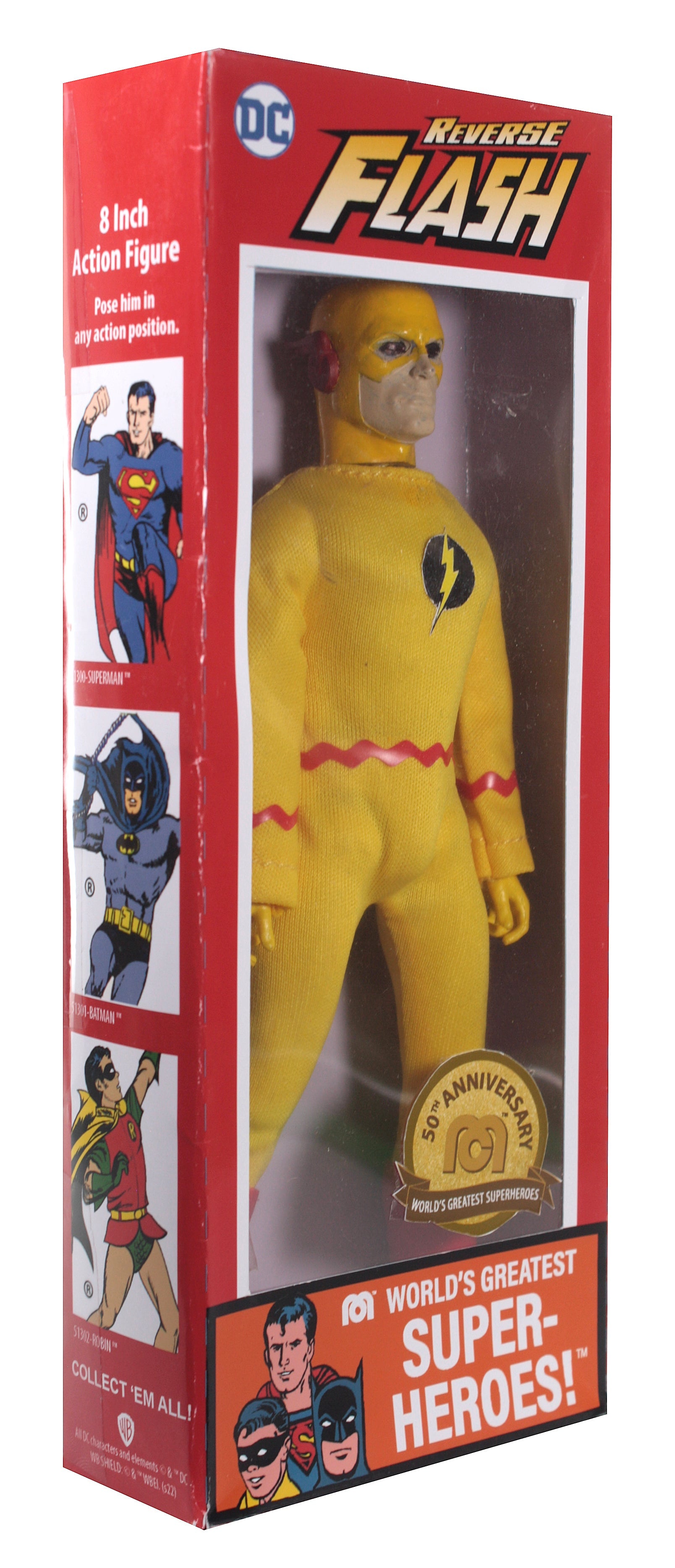 Damaged Package Mego Wave 17 - Reverse Flash 50th Anniversary World's Greatest Superheroes (Classic Box) 8" Action Figure