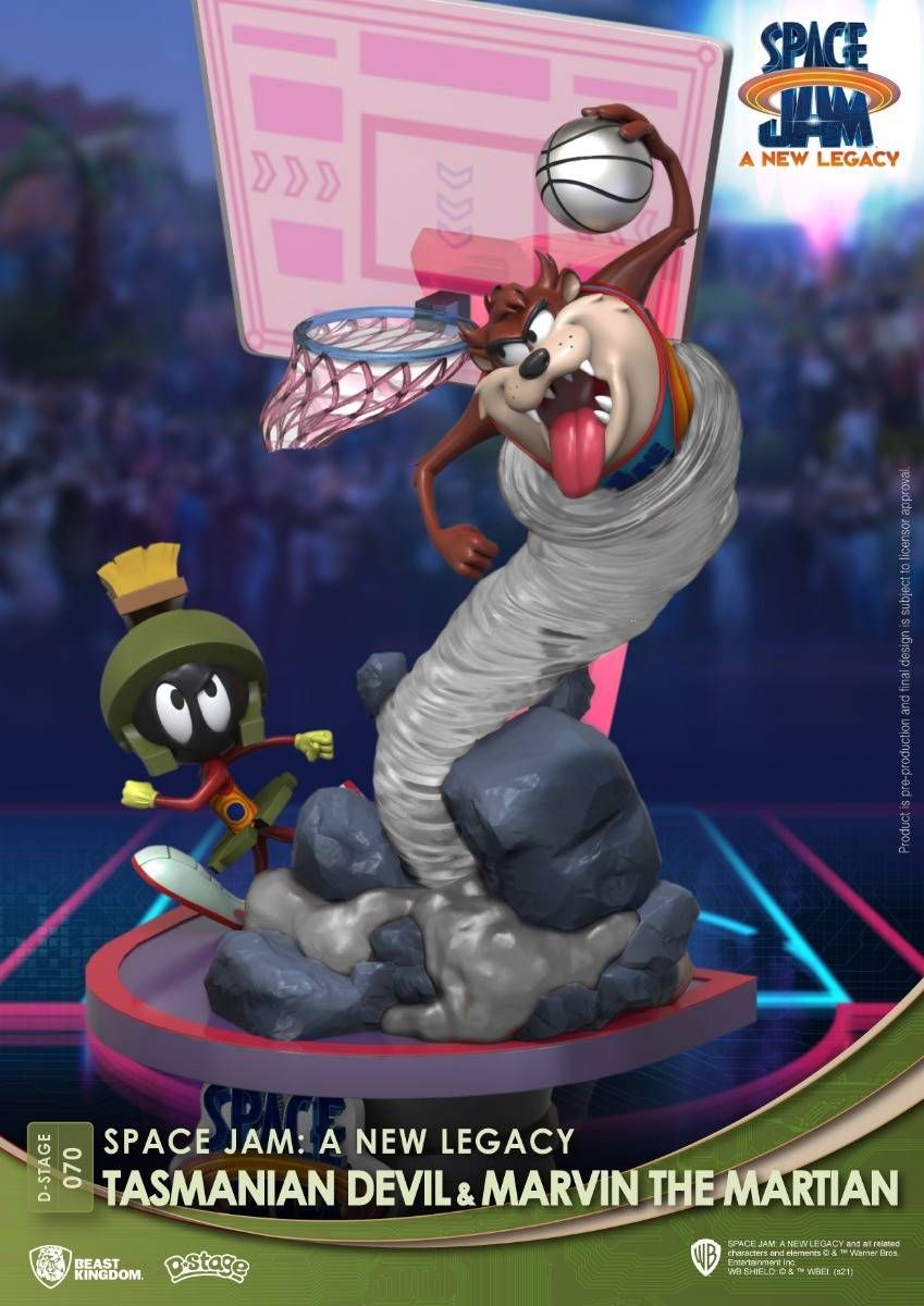 BEAST KINGDOM - SPACE JAM A NEW LEGACY: TASMANIAN DEVIL & MARVIN THE MARTIAN DIORAMA STAGE 6" STATUE