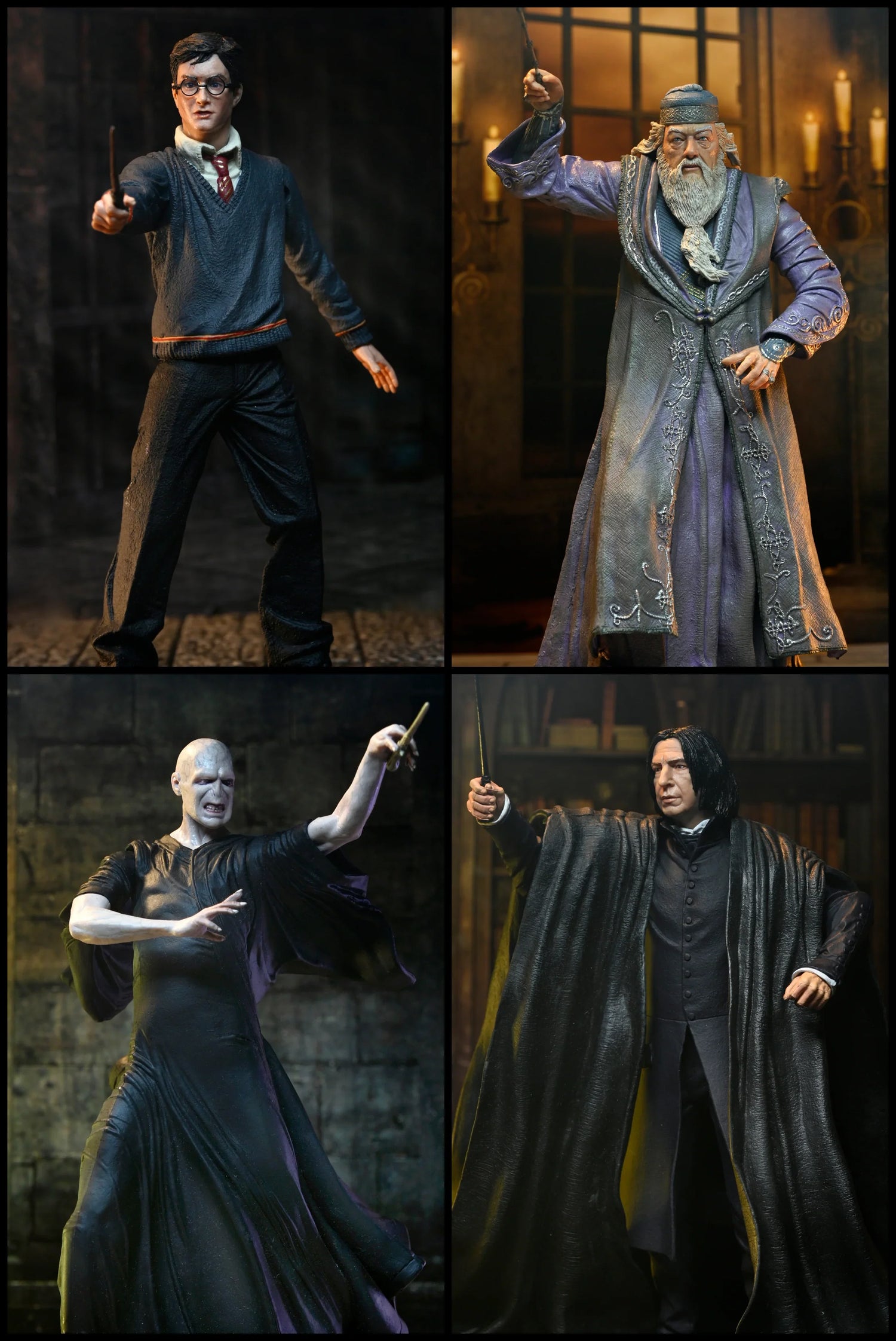 NECA Harry Potter Legacy Collection Wave 1 - Harry Potter, Dumbledore, Snape and Voldemort action figures