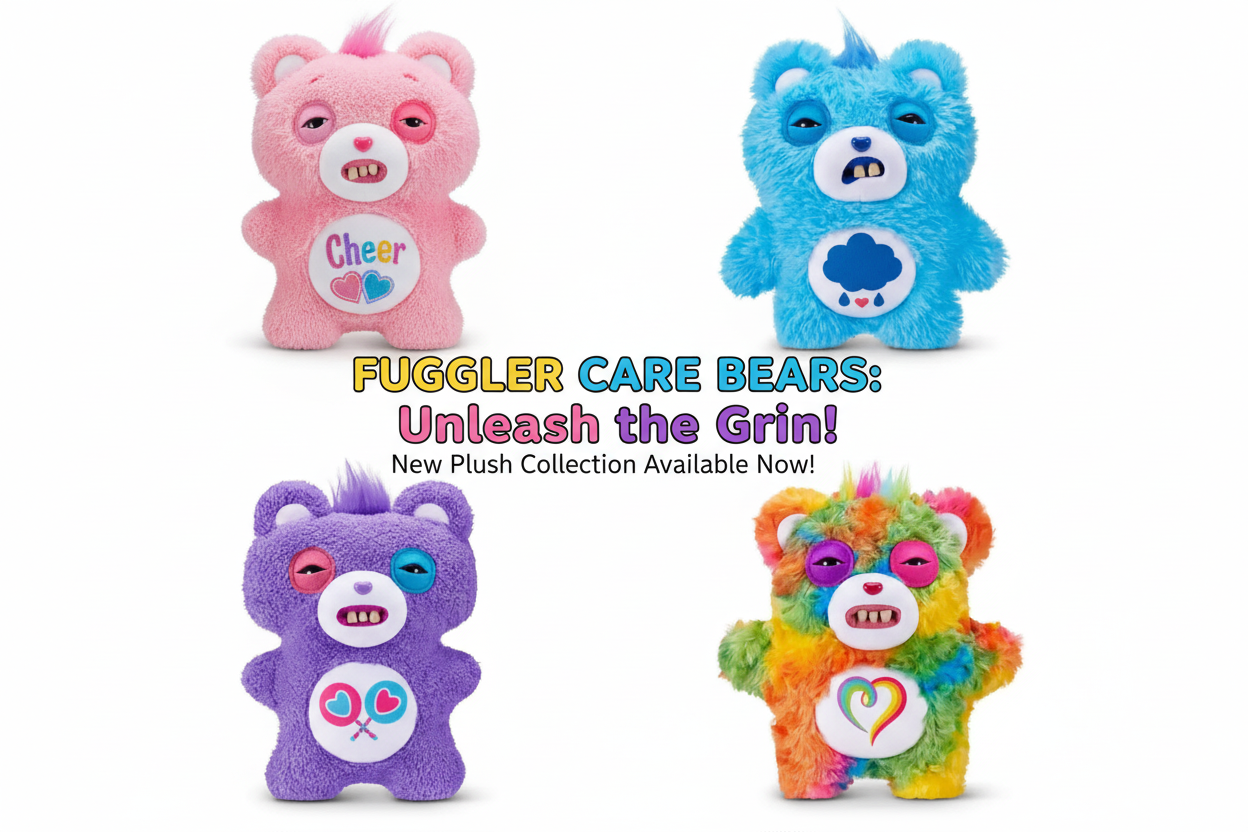 Fuggler Care Bears Collection - Cheer Bear, Grumpy Bear, Share Bear, and Togetherness Bear 9-Inch Plush Figures
