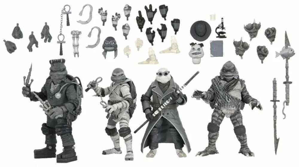 NECA - Universal Monsters x TMNT - Ultimate Black & White Action Figure 4-Pack (Pre-Order Ships October)