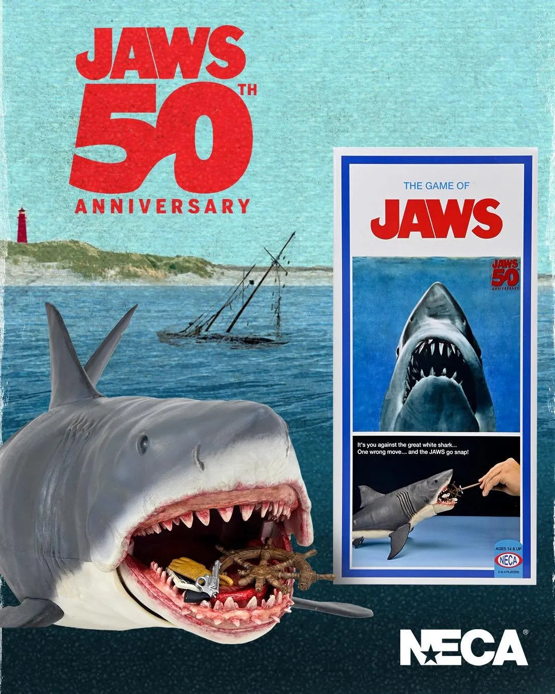 NECA - Jaws - "The Game of Jaws" 50th Anniversary Edition (Pre-Order Ships Q3 2025)