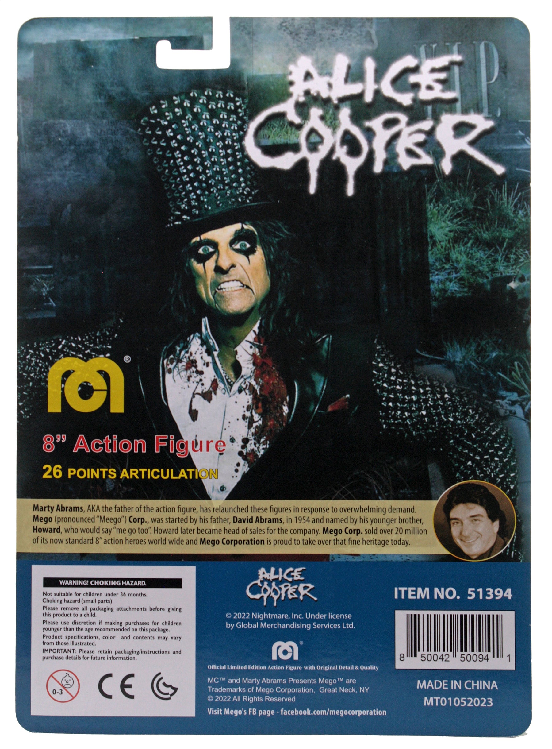 Damaged Package Mego Music Wave 18 - Alice Cooper - "Welcome to My Nightmare" 8" Action Figure (Re-Release of Wave 17 Version)