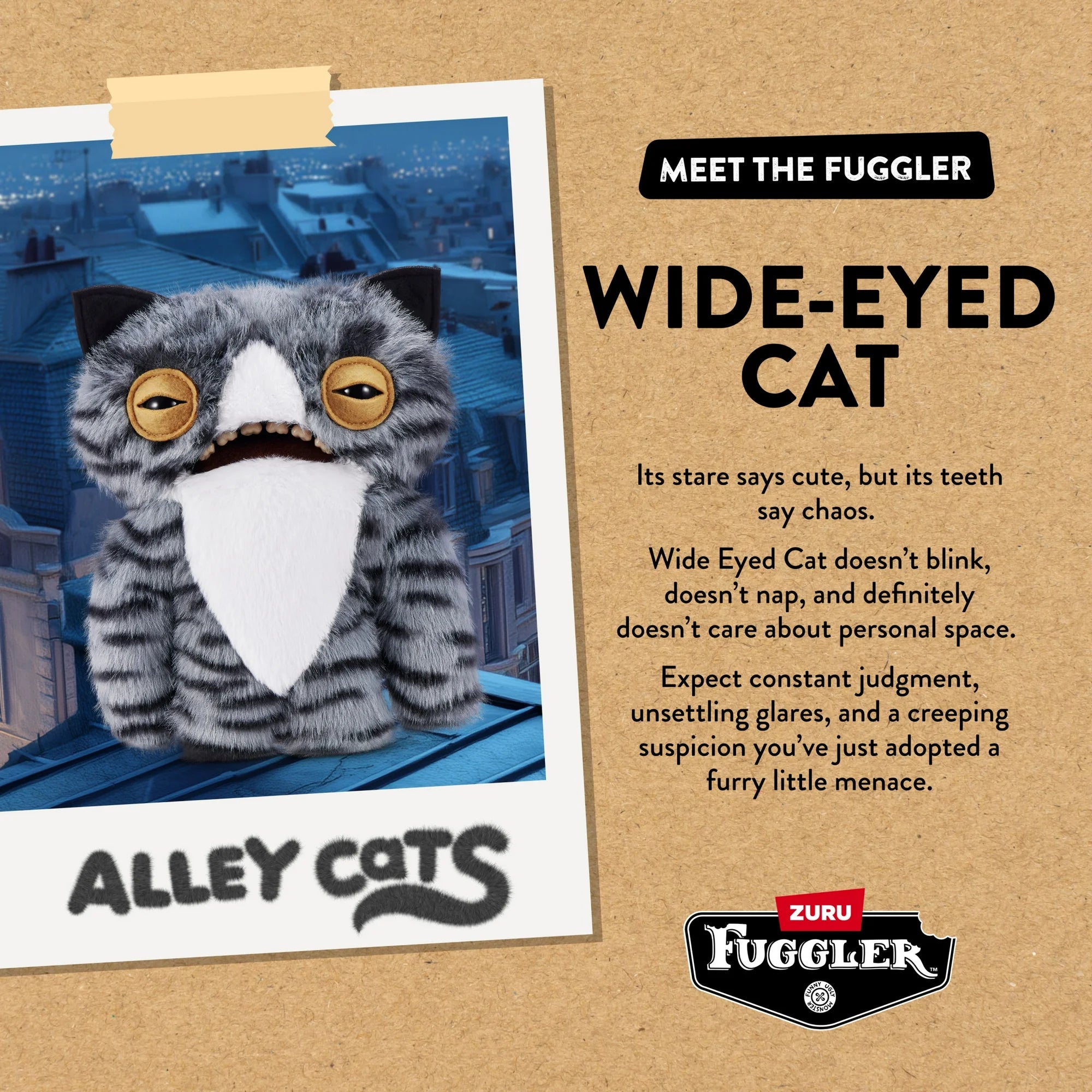 Fuggler Alley Cats Wide Eyed Cat 9-Inch Plush Figure