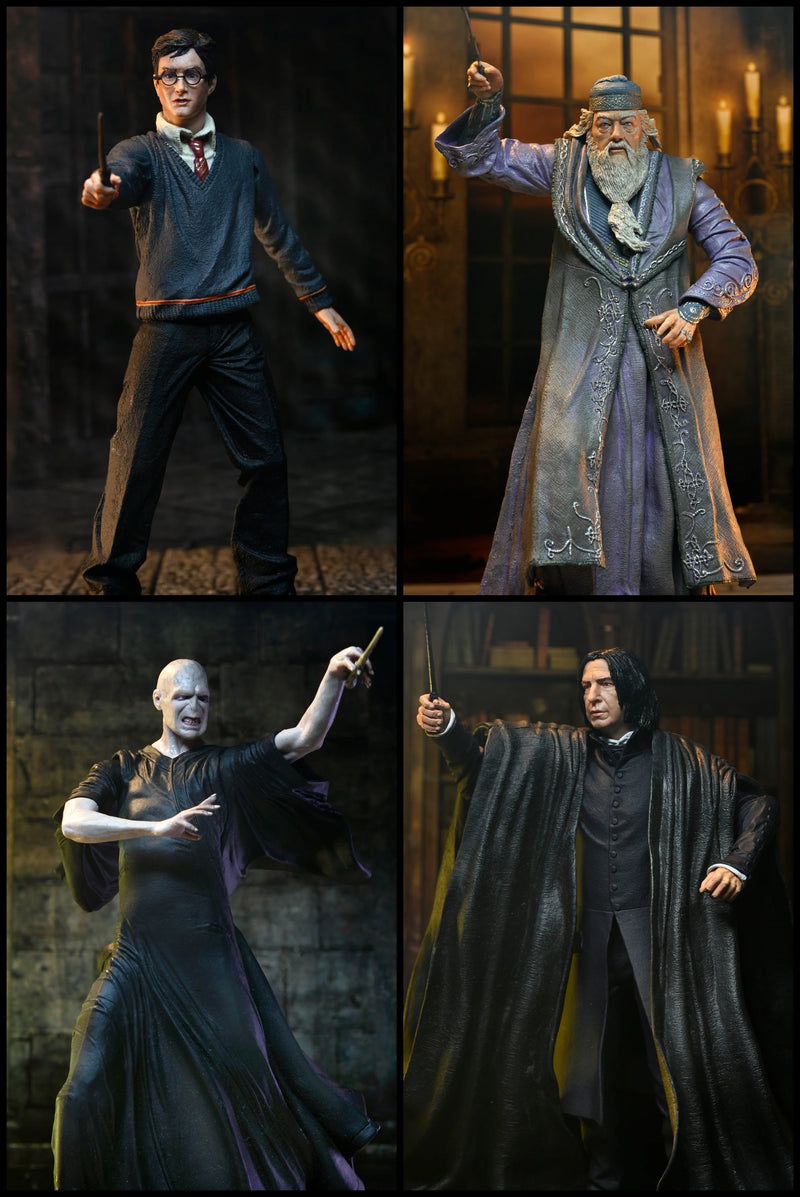 NECA Harry Potter Legacy Collection Wave 1 Bundle - Harry Potter, Dumbledore, Snape and Voldemort 7-inch action figures