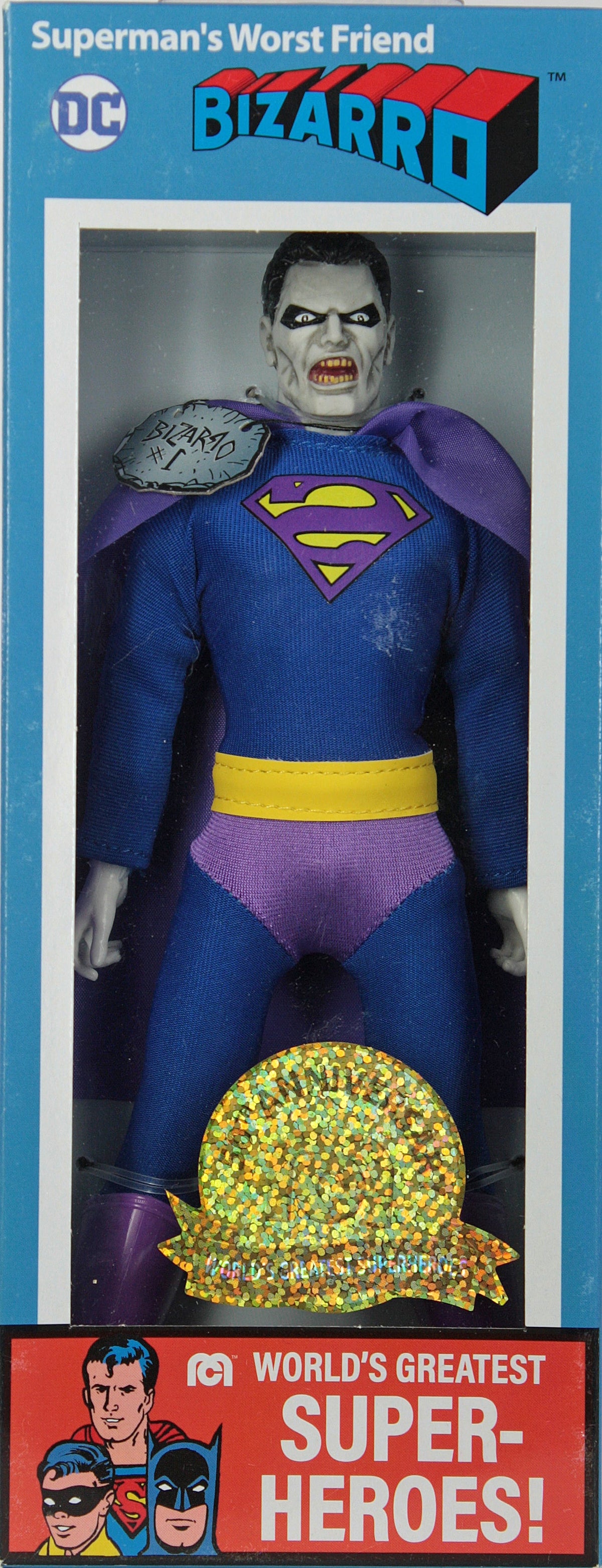 Damaged Package Mego Wave 18 - Bizarro Superman 50th Anniversary World's Greatest Superheroes 8" Action Figure