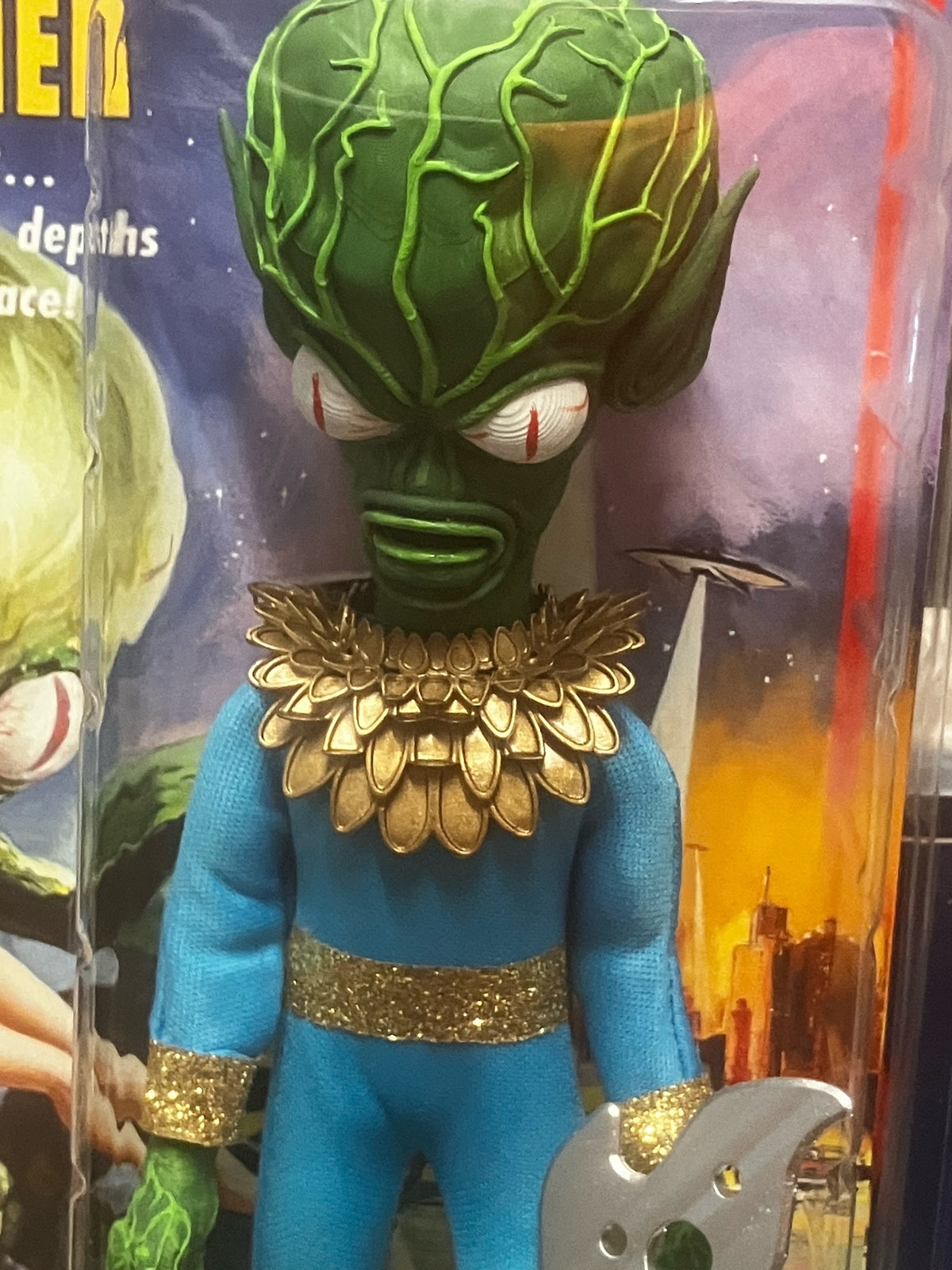 Brentz Dolz Invasion Of The Saucer-Men - Dark Green Alien (Light Blue Suit) 8" Art Action Figure