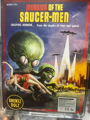 Brentz Dolz Invasion Of The Saucer-Men - Dark Green Alien (Light Blue Suit) 8" Art Action Figure