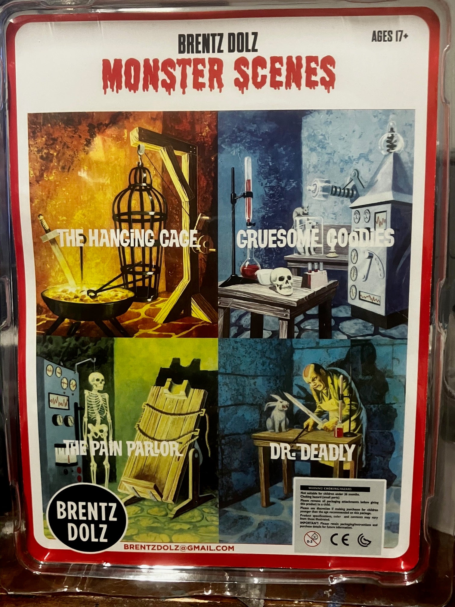 Brentz Dolz 1970's Monster Scenes - Hanging Gold Cage Accessory