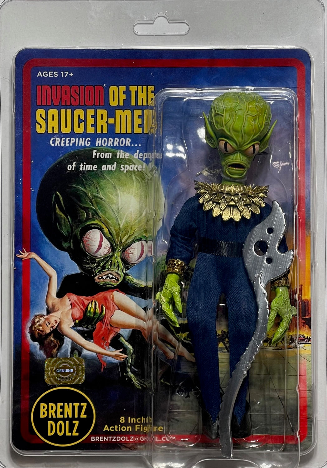 Brent Dolz Invasion Of The Saucer-Men - Alien (Blue Suit) 8" Action Figure