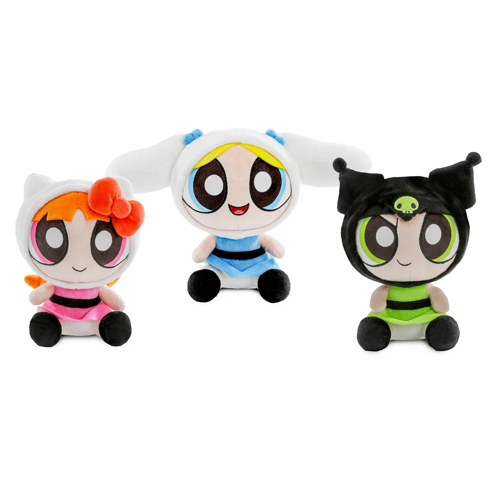 Kidrobot - Hello Kitty and Friends X The Powerpuff Girls - Blossom as Hello Kitty, Bubbles as Cinnamoroll, and Buttercup as Kuromi Phunny Plush Bundle 3-Pack (Pre-Order Ships June 2026)