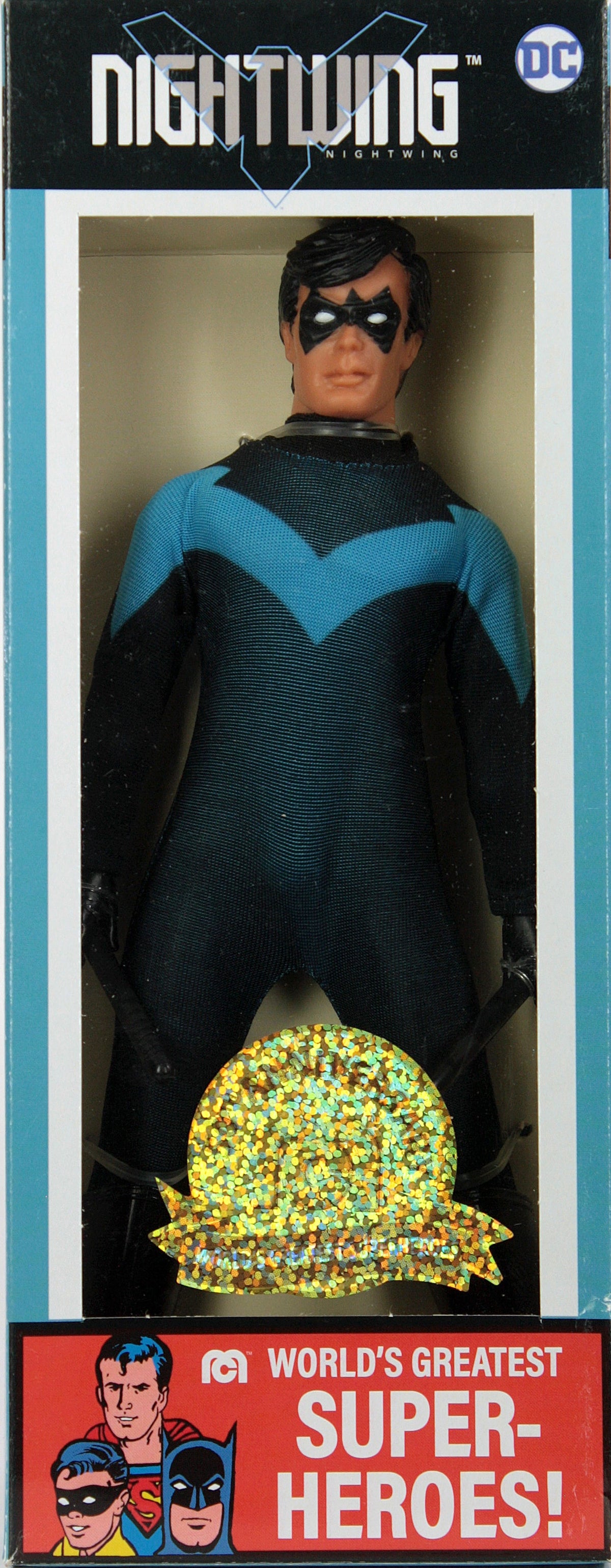 Damaged Package Mego Wave 18 - Nightwing 50th Anniversary World's Greatest Superheroes 8" Action Figure