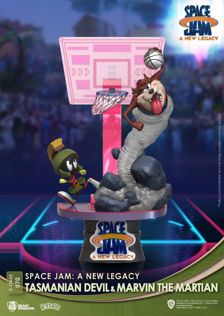 BEAST KINGDOM - SPACE JAM A NEW LEGACY: TASMANIAN DEVIL & MARVIN THE MARTIAN DIORAMA STAGE 6" STATUE