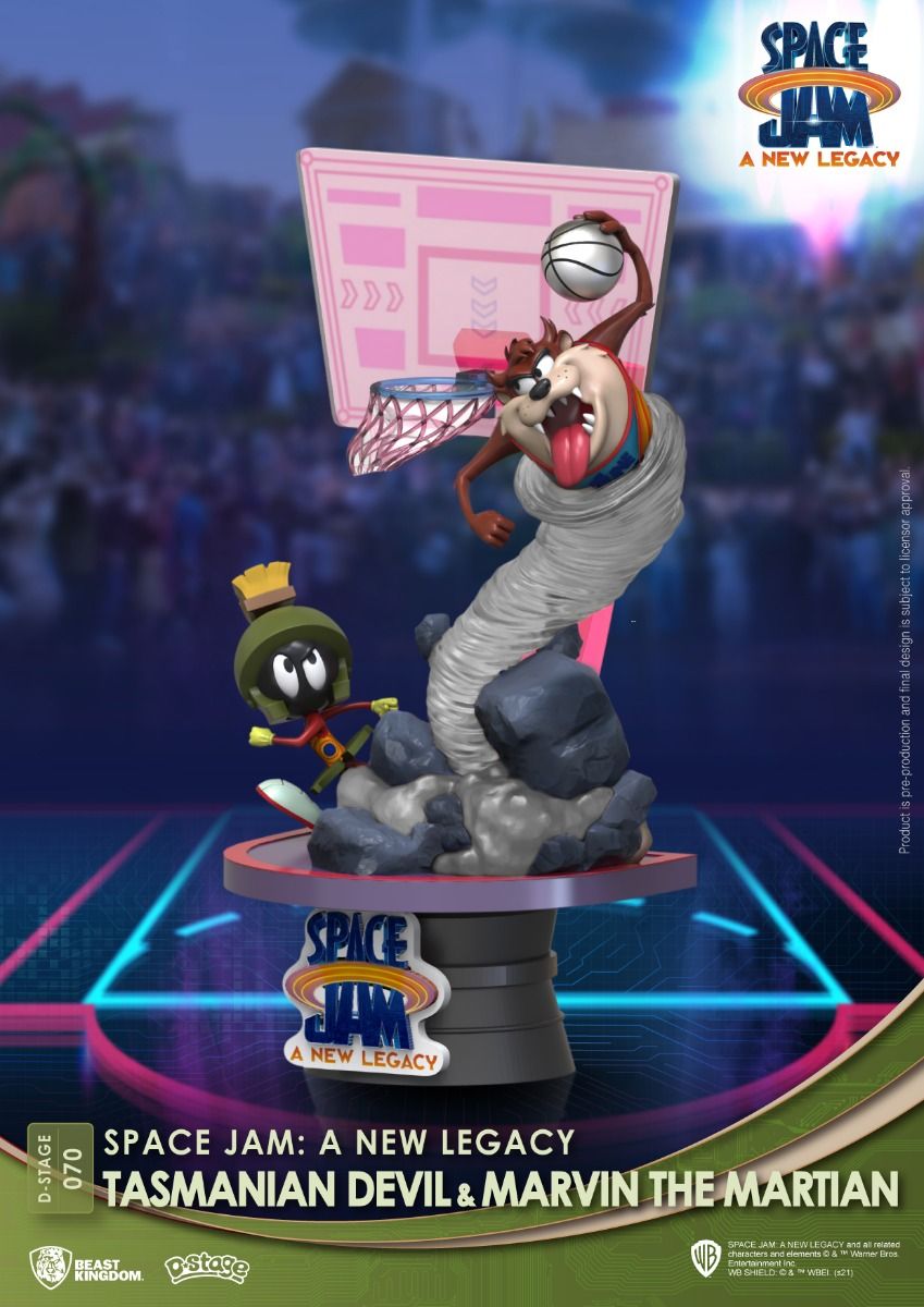 BEAST KINGDOM - SPACE JAM A NEW LEGACY: TASMANIAN DEVIL & MARVIN THE MARTIAN DIORAMA STAGE 6" STATUE