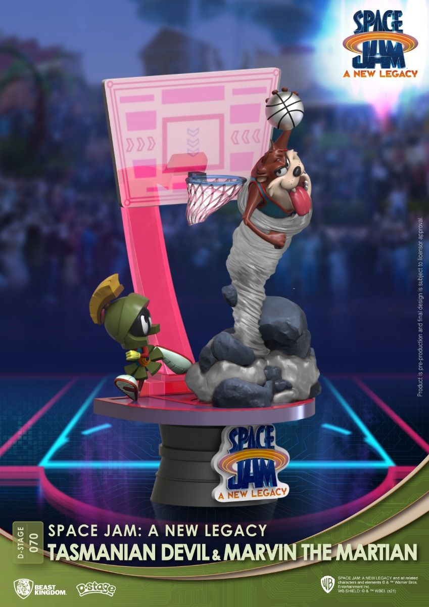 BEAST KINGDOM - SPACE JAM A NEW LEGACY: TASMANIAN DEVIL & MARVIN THE MARTIAN DIORAMA STAGE 6" STATUE