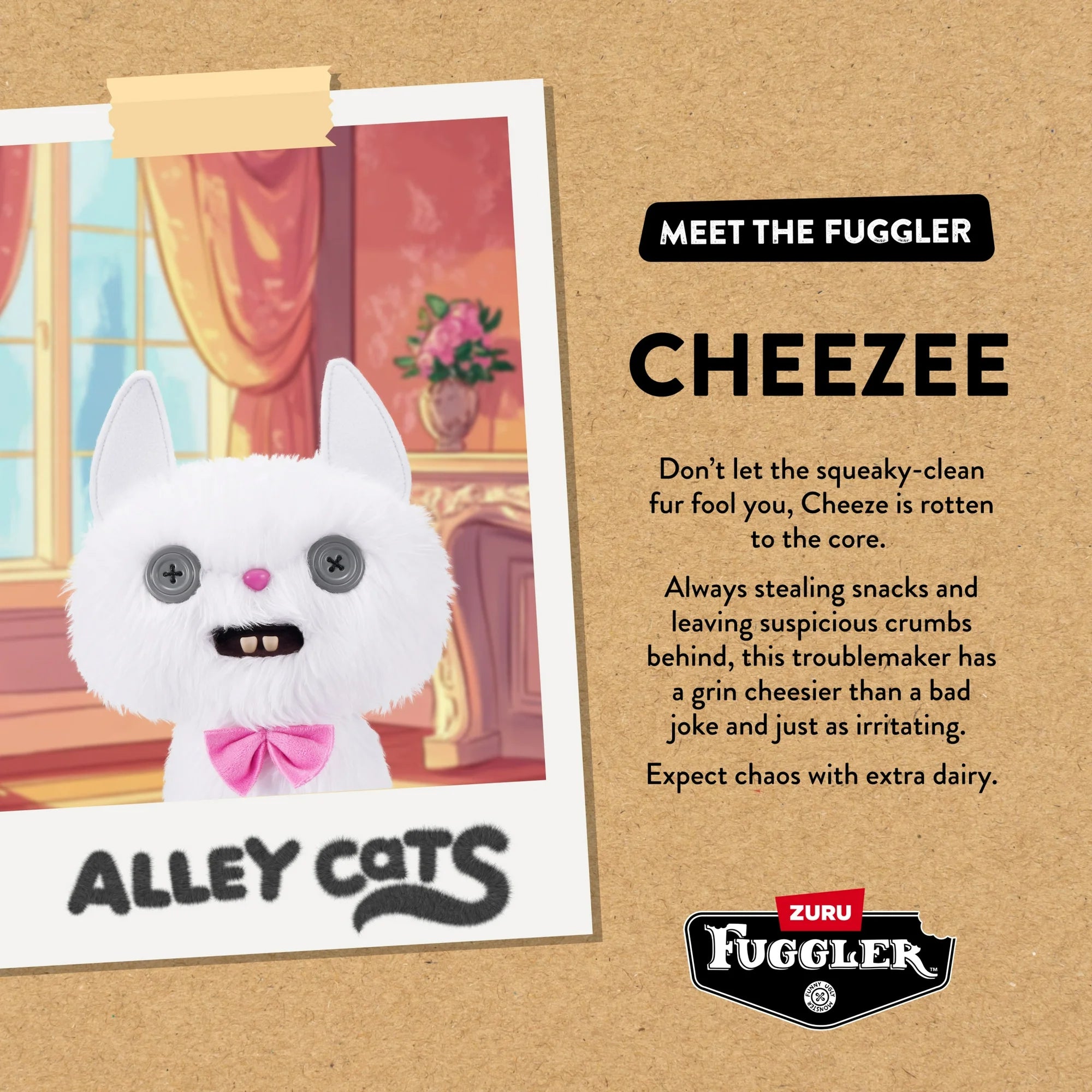Fuggler Alley Cats Cheezee (White) 9-Inch Plush Figure