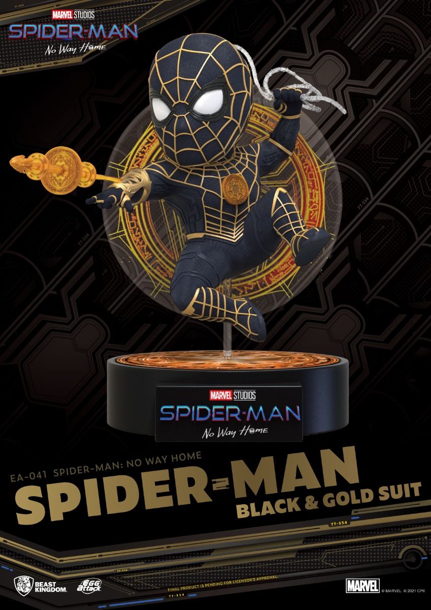 BEAST KINGDOM - SPIDER-MAN: NO WAY HOME - SPIDER-MAN BLACK & GOLD SUIT EGG ATTACK ACTION FIGURE