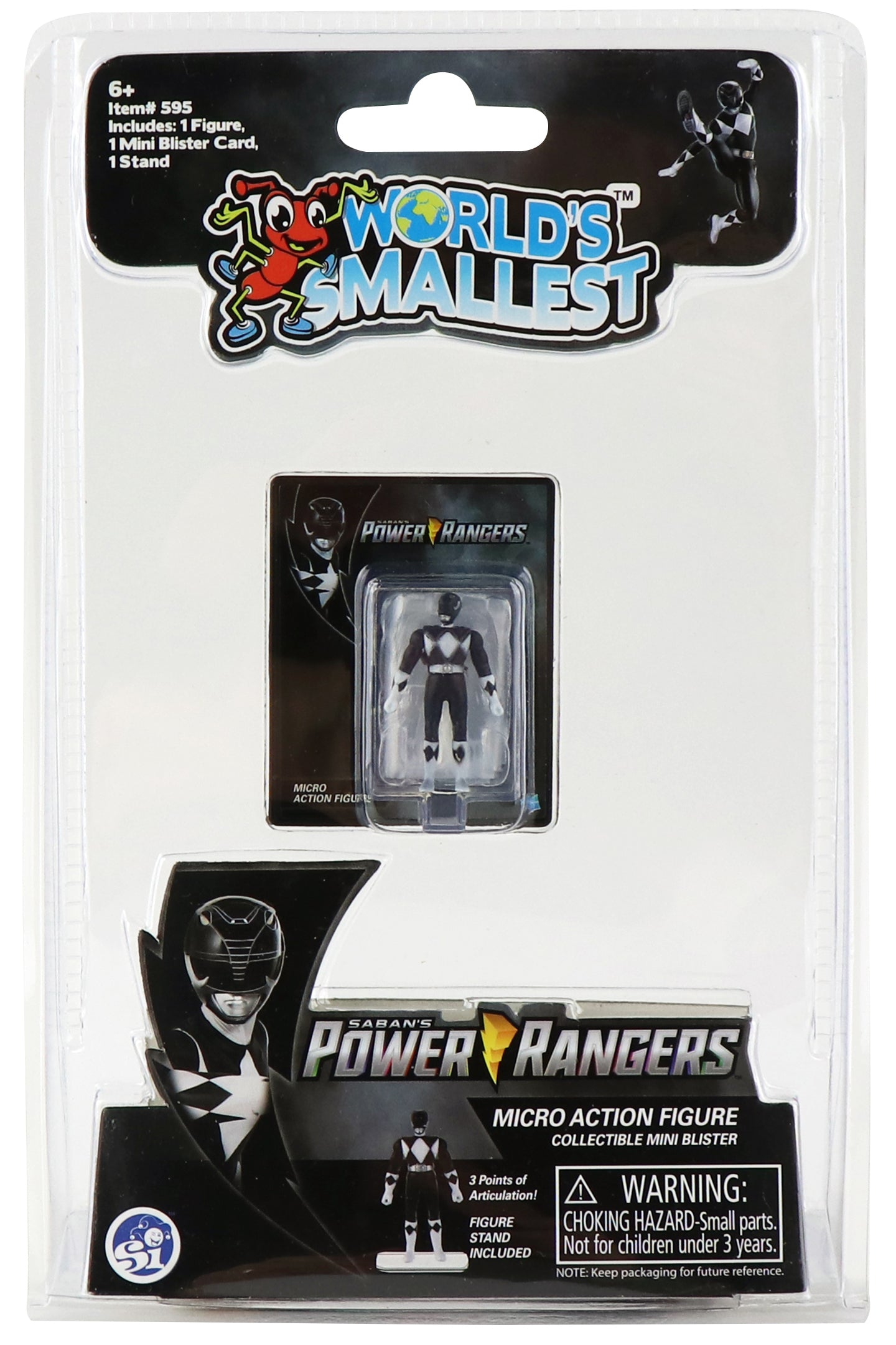 World's Smallest Power Rangers Black Ranger Micro Action Figure - Zlc Collectibles