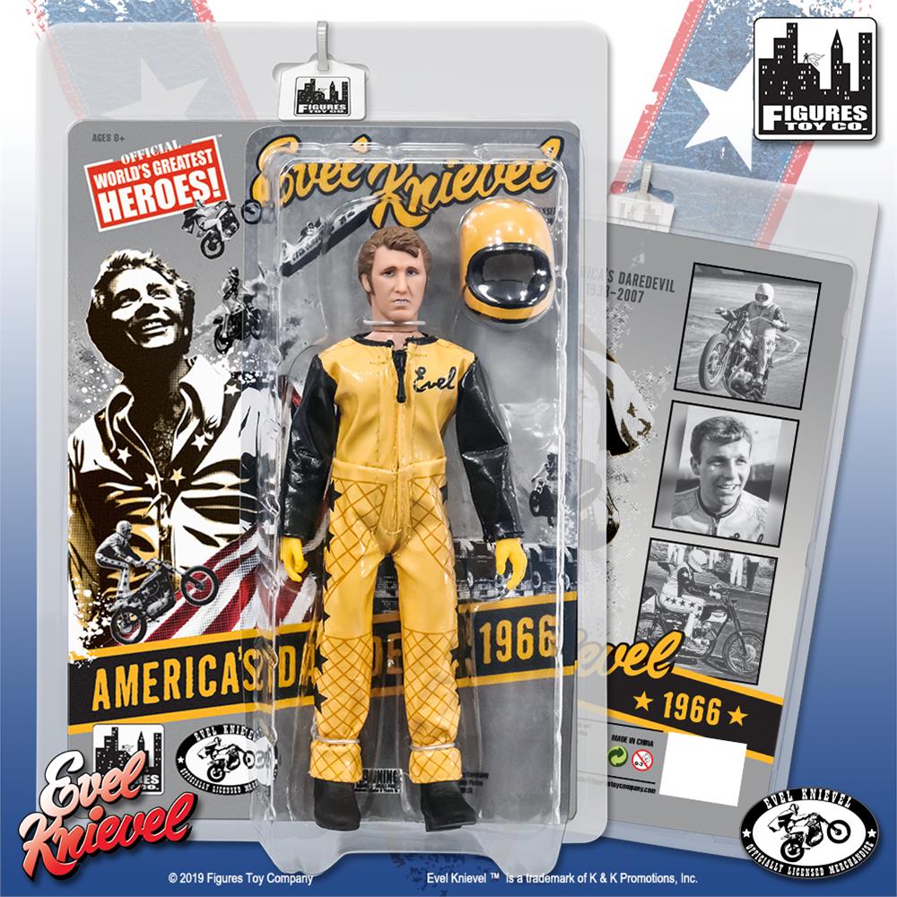 Evel Knievel (Black and Yellow Jumpsuit) 8" Action Figure - Zlc Collectibles