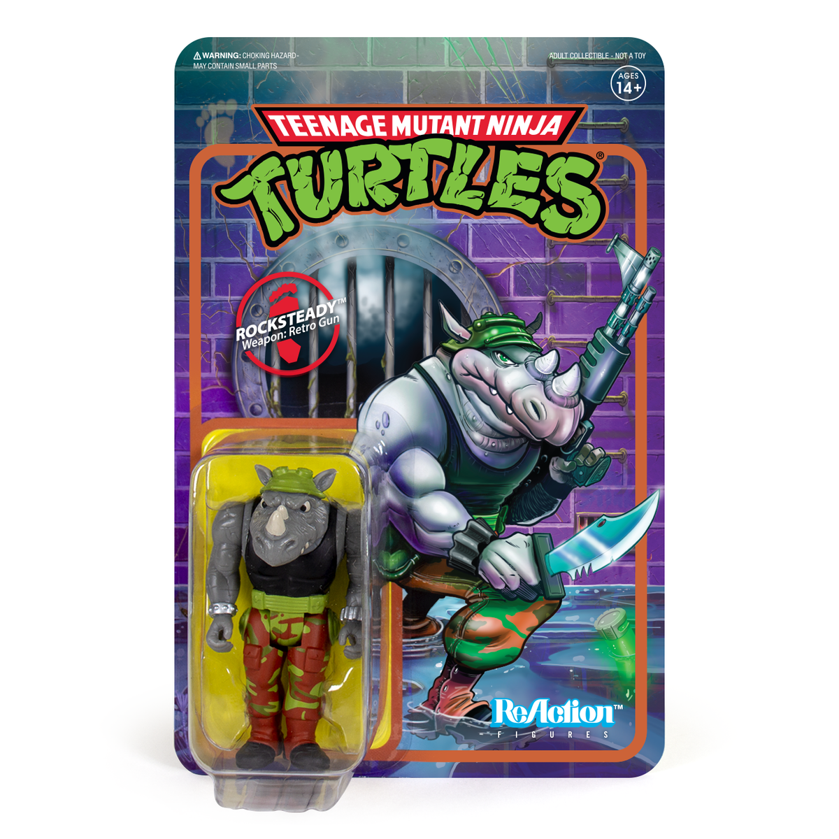 Teenage Mutant Ninja Turtles ReAction Figure - Rocksteady - Zlc Collectibles