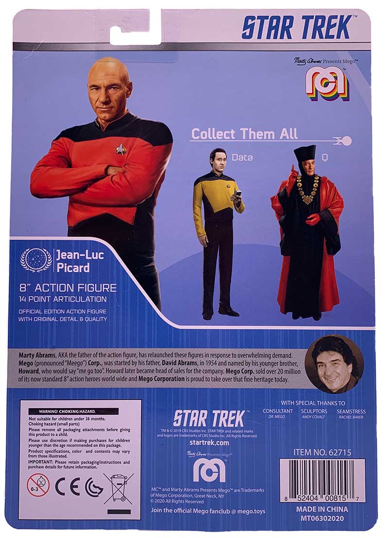 Damaged Package Mego Star Trek Wave 8 - Captain Picard 8" Action Figure - Zlc Collectibles