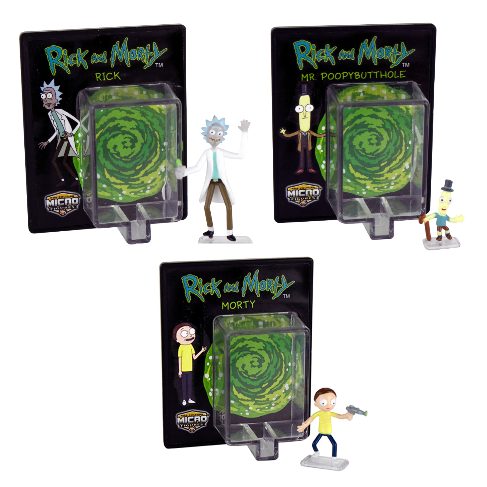 World's Smallest Rick and Morty Set of 3 Micro Action Figures